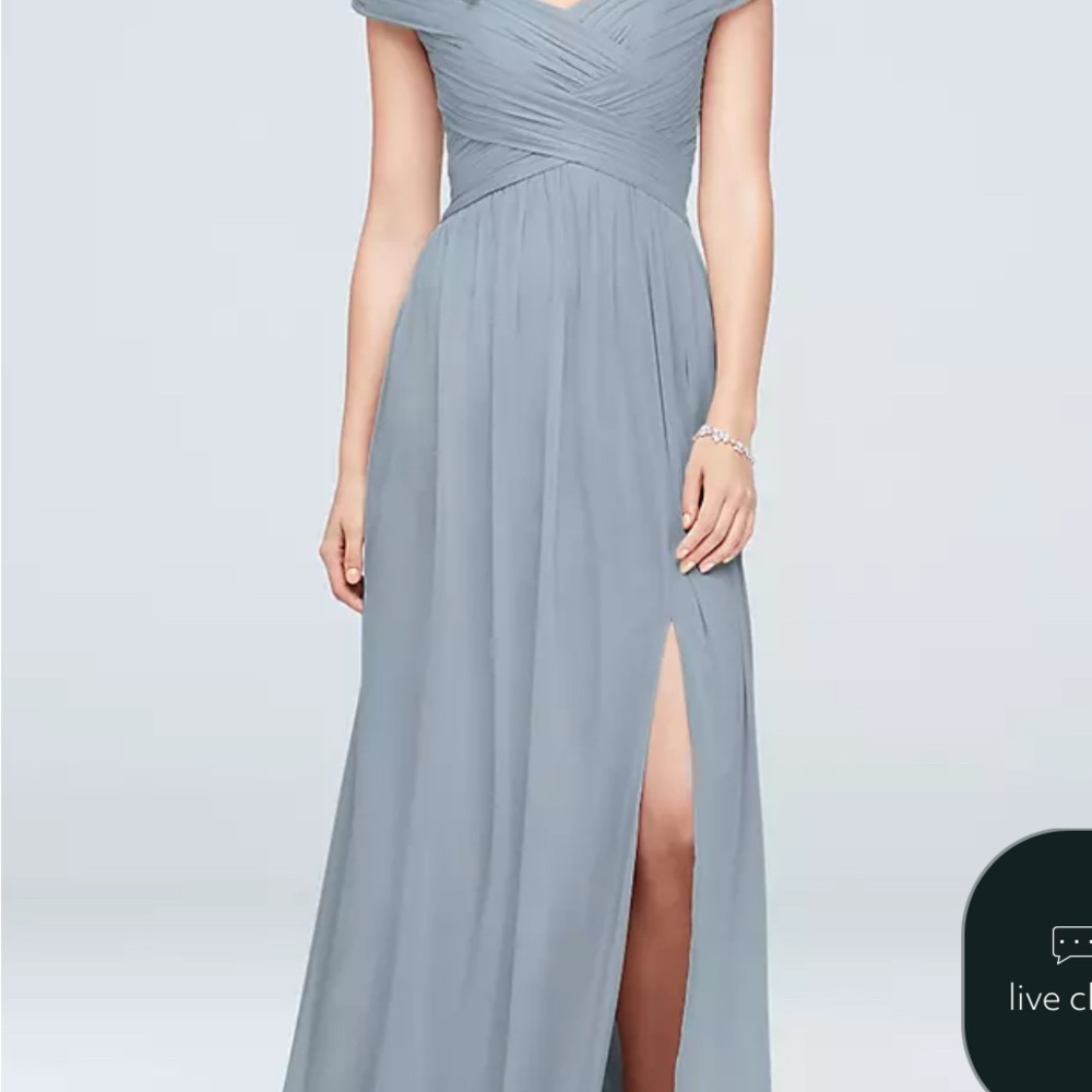 David's Bridal Dusty Blue Bridesmaid Dress